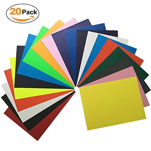 IZERUO EasyWeed Heat Transfer Vinyl PU(HTV)Iron-On Vinyl Bundle 12"x10"- 20 Pack of Assorted Color DIY T-Shirt HTV Starter Kit for Silhouette Cameo and Cricut