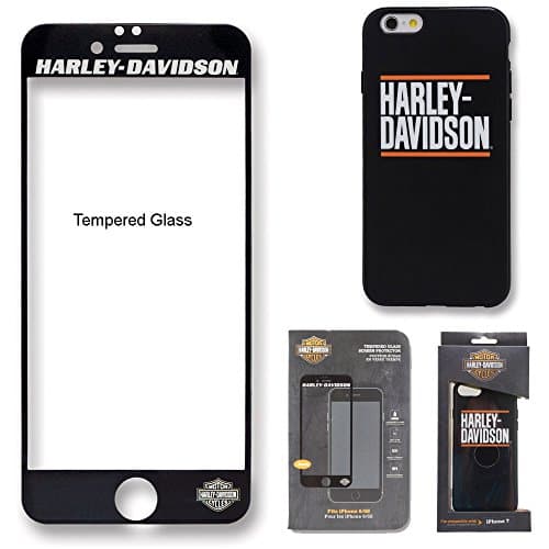 Harley Davidson iPhone 7 Semi Rigid Black Red Cover and Harley Davidson Tempered Glass Screen Guard.
