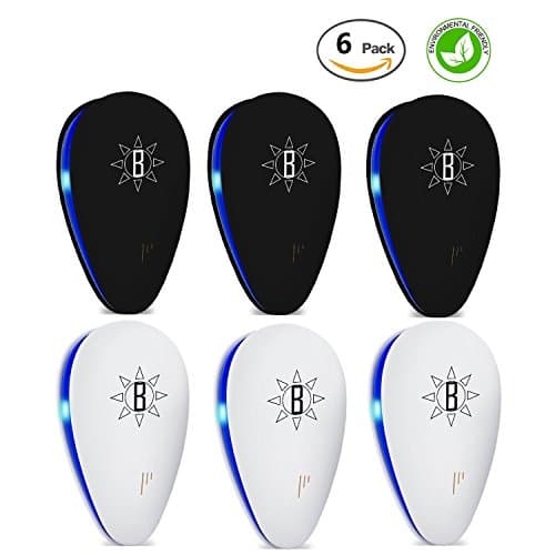 Beece Ultrasonic Pest Repeller - Home Electronic Control Plug-In Insects Repellent - Keep Mosquitoes, Spiders, Rats, Snakes Away - Non-toxic To Kids And Pets (6 Pack - 3 White 3 Black)