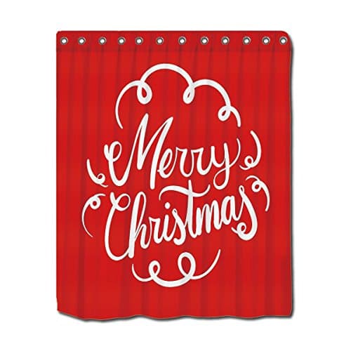 YYT Personalized Shower Curtains Classic Red White Merry Christmas Typography Shower Curtain 60"X72"