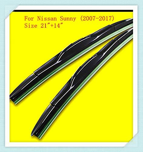 Wipers 3 Section Rubber windshield wiper Blade For Nissan Sunny (2007-2017),Size 21"+14" - (Color: Black)