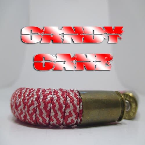 White and Red Paracord 40 Caliber Bullet Casing Bracelet