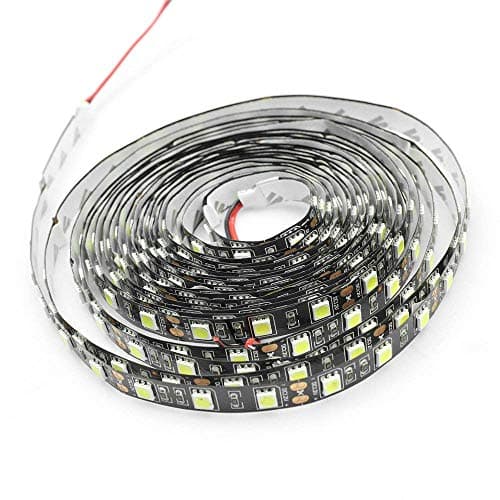 MIYOLE 16.4FT 300LEDs LED Flexible Strip Light 5050 DC12Volt Decorative Lighting Cool White Black PCB