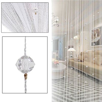 come on style shop Drape panel valances sting tassel curtain crystal beads door window panel room divider art decor (white)