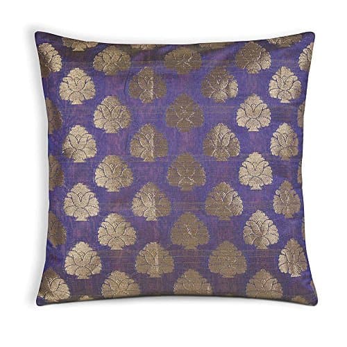 Lavender and Gold Chanderi Silk Pillow Cover