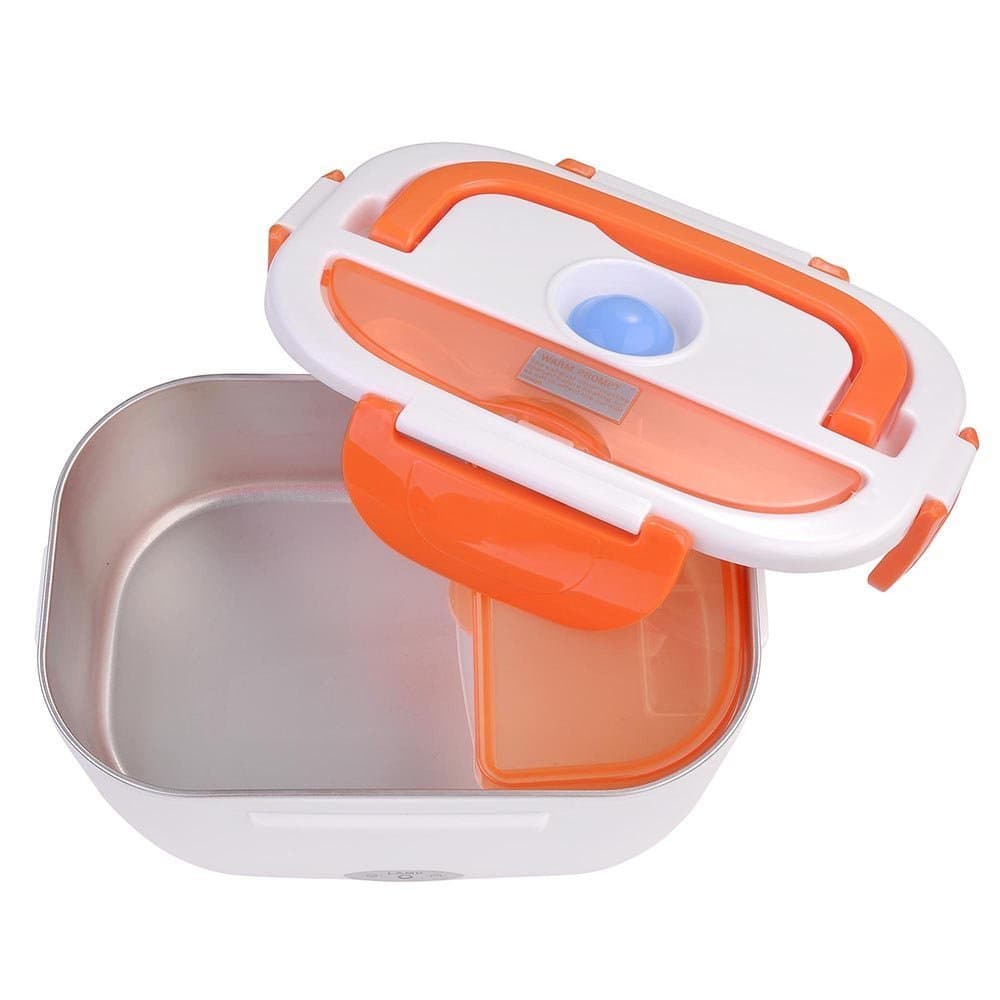 110V 40W 1.5L Electric Heating Lunch Storage Box Bento Portable Food Container Heater 9 3/10" x 6 3/5" x 4 1/5" Orange for Officer Student Patient Worker