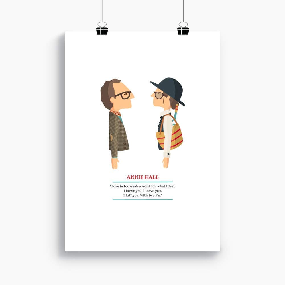 Print “Annie Hall". Available in two sizes: A4 / A3. Included a quote from the Woody Allen's film.