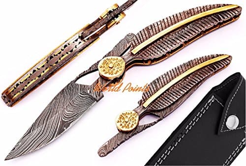 Handmade Custom Damascus Steel 4.85''(Folded) Folding Pocket Knife-FTD-1113 By World Points