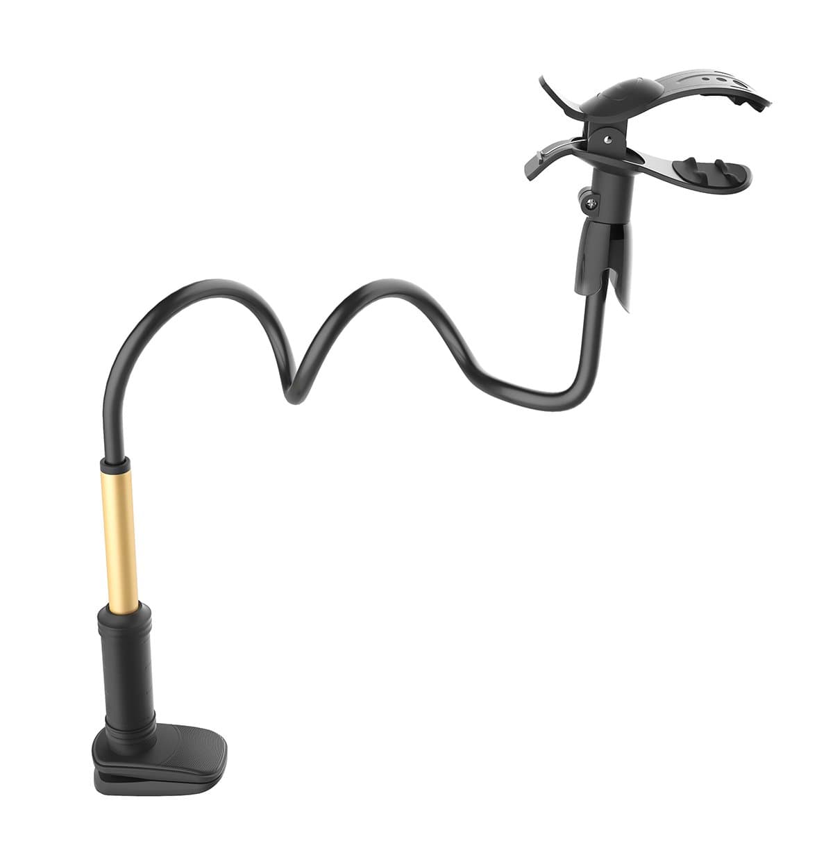 Cell Phone Holder for Bed Headboard Kitchen Office Table Length Gooseneck 360 Full-Angle Support 3.5-6.0” Screen Dirose (Black)