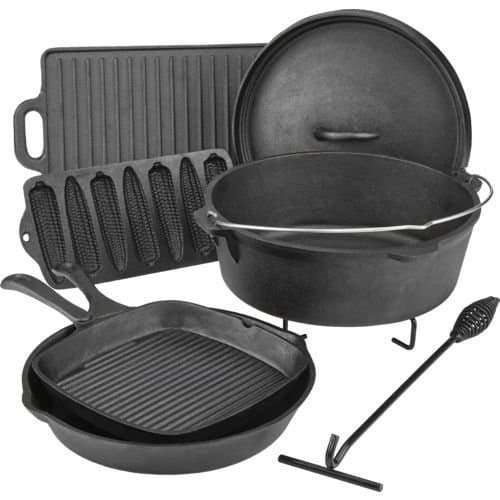Outdoor Gourmet Cast Iron, Cookware Set in a Box