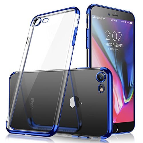 iPhone 6 Plus/6s Plus Case, ACMBO Ultra-Thin Soft Clear TPU Electroplating Shining Anti-Fingerprint Anti-Scratches Protective Bumper Cover Cases for Apple iPhone 6s Plus/6 Plus 5.5 inch,Blue