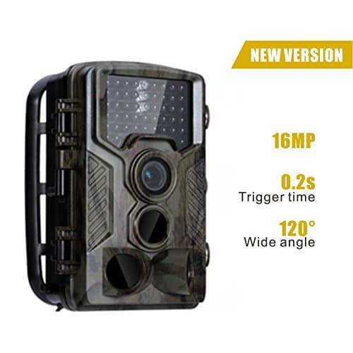 Oikkei 16MP HD Wildlife Camera Train & Game Home Security, Infrared Scouting Cameras 1080P Night Vision up to 65ft with 46pcs IR LEDs PIR 120 Degree and IP56 Waterproof