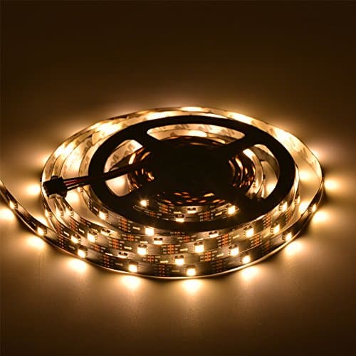 Yaqing Lighting 16.4ft/5m APA102 -C Warm White 2700-3200K 30 LEDs/m 150 Pixels Individually Addressable Pixel LED Strip IP33 Non-waterproof DC5V (30 Pixels/m Warm White Black PCB)