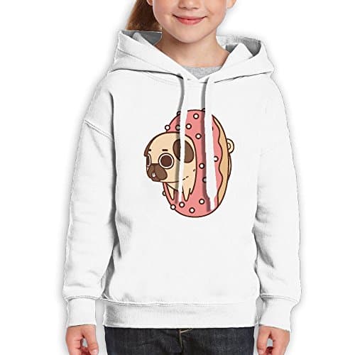 NEWWEY Pug Dog Donuts Hoodies Pullover Clothes For 2-6 Toddler