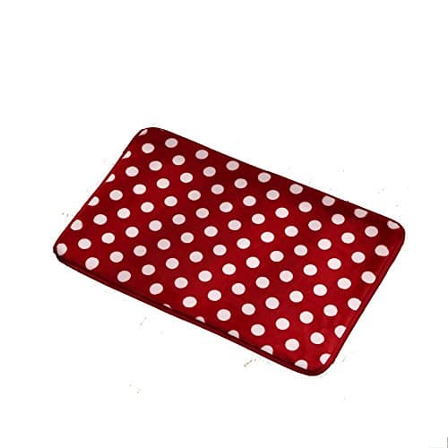 Bath Rug Kitchen Carpet Runner Mat Floor Mats Soft Doormat (19.7"X31.5" Red with White Dot) for Bedroom Living Room