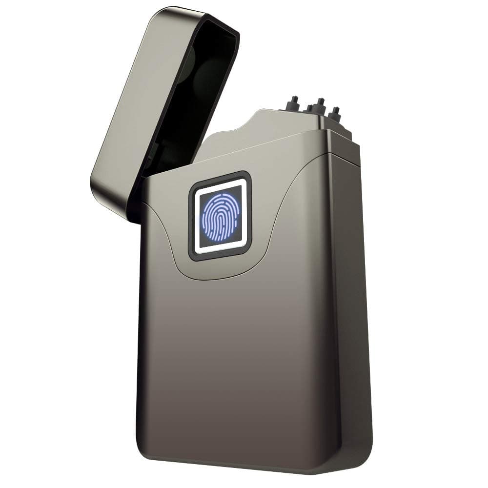 PINEWORLD USB Lighter, Day Gifts Real Fingerprint Lighter Windproof Electrical Plasma X Beam Arc Lighter