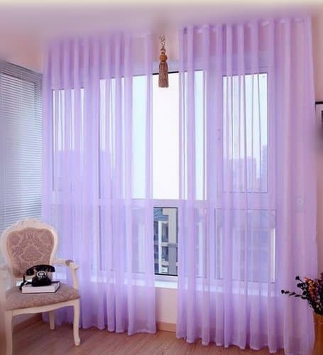 LQF Window Treatments Solid Voile Sheer Curtains , Scarf Drapes Panel Scarves Curtains , Rod Pocket Top , Purple , W40 x L63 inch (1 Panel)