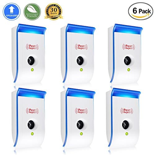 Ultrasonic Pest Repeller 6 Packs 【Enhanced Version】- Home Pest Control Repellent - Electronic Insects & Rodents Repellent for Mosquito, Mouse, Cockroaches ,Rats,Bug, Spider, Ant, Flies
