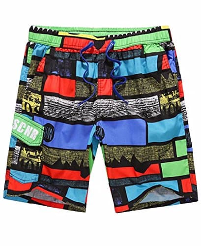 Gxia Mens Printed Quick-Drying Sporty Beach Shorts