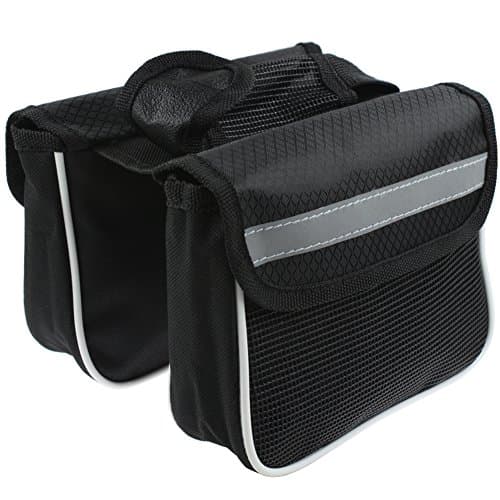 Rukey Front Frame Top Tube Bracket Bicycle Bike Saddle Bag Pouch Bilateral Side Packs with Mobile Phone Pouch for Mountain Bicycle Cycling (Medium)