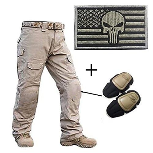 Hunter Tribe Tactical Men BDU Pants Combat Gen2 Tactical Pants with Knee Pads Tan (M)