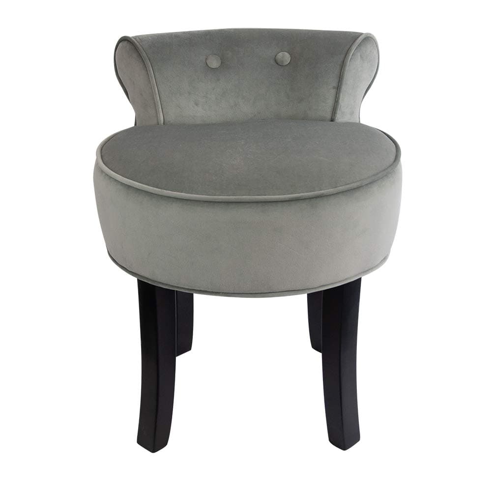 profurni Backrest Vintage Makeup Stool Shabby Chic Padded Stool Dressing Stool Nail Stool Ergonomic Chair Rubber Wood Leg High Elastic Sponge Velvet Bedroom Chair (Grey 1)
