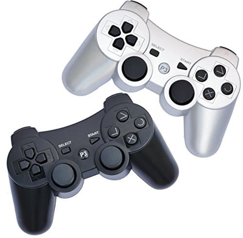 FSC Pack of 2 Mixed colors PS3 Wireless Remote Controller GamePad for use with PlayStation 3 (Black/Silver)
