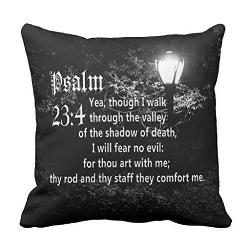 UJJOP Psalm 23:4 Bible Verse Custom Christian Gift Throw Pillow Cover 18x18