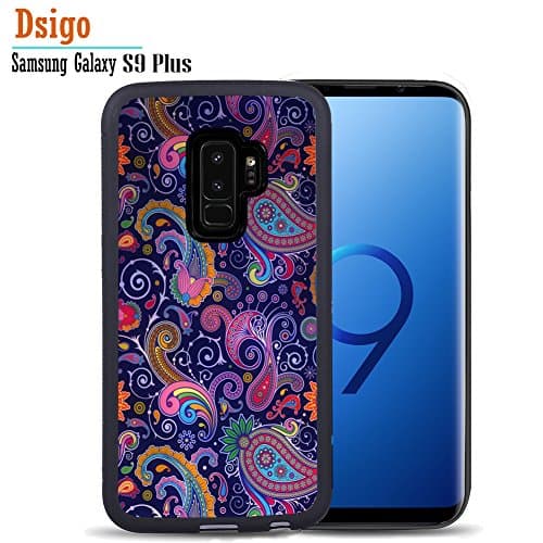 For Samsung S9 Plus Case, Dsigo TPU Black Full Cover Protective Samsung Galaxy S9 Plus 6.2" (2018 Released) - Paisley Retro Vintage Aztec