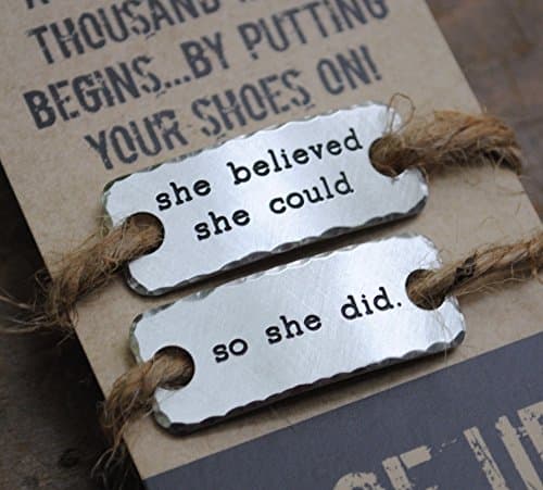 she believed she could . so she did . Shoe Lace Tag {Set of TWO tags} . Shoe lace charms