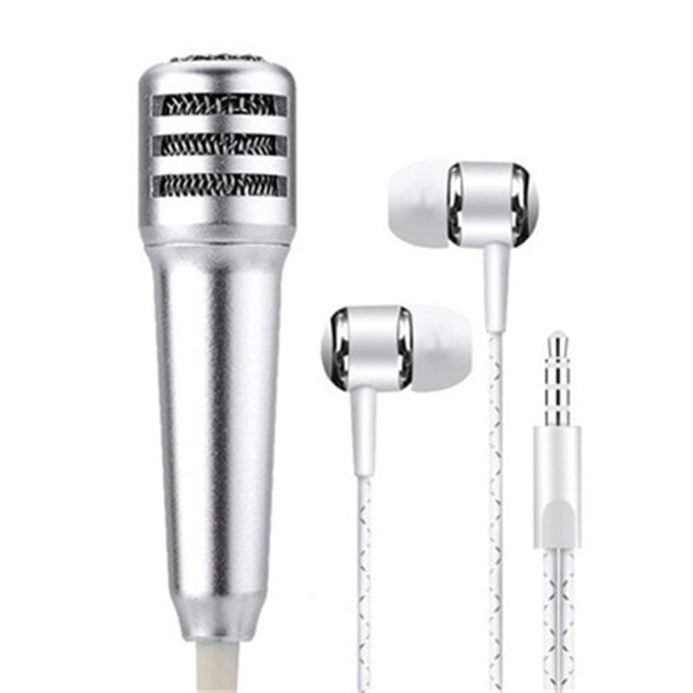 Mic Karaoke Mini hf Handsfree 2 in 1 Microphone Mic with 3.5mm Cable Compatible for Android and iOS