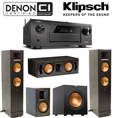 Denon Receiver Audio & Video Component Receiver,Black (AVRX6300H) + Klipsch RB-51 II Bookshelf + Klipsch - RC-42 II Center + Klipsch R-10SW Subwoofer + Pair of Klipsch RF-82 II Bundle