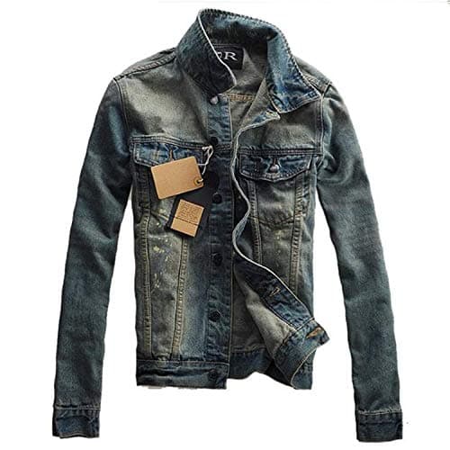 Men's Denim Jacket Style Lapel Slim Hole Jacket