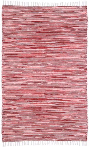 Complex Chenille Flat Weave Rug, 3-Feet by 5-Feet, Red