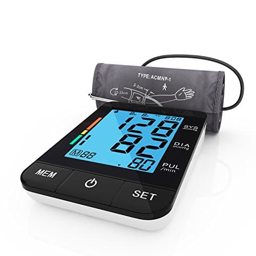 AlphaAlphaMed Upper Arm Blood Pressure Cuff with Large Screen Display, Automatic Accurate Measure Pulse Diastolic Systolic, Portable for Home
