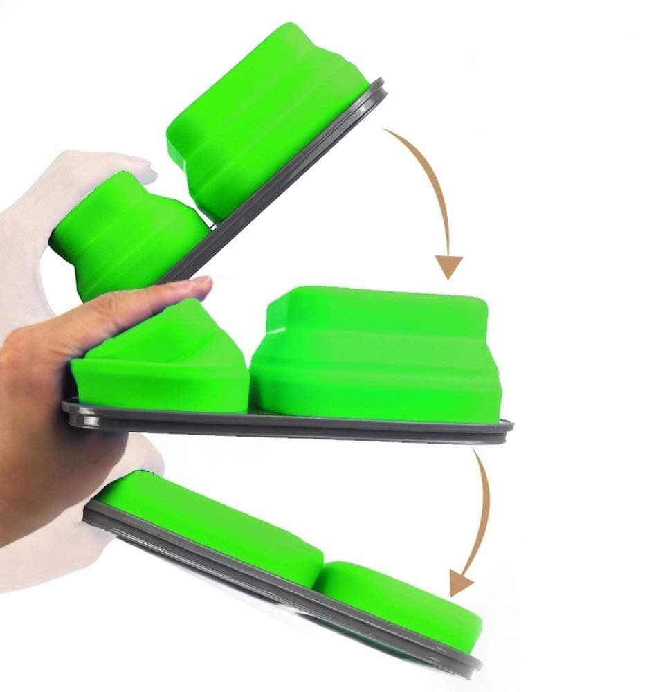 Bento Lunch Box 3 Compartment, PoLLux Collapsible Box Eco Durable BPA Free Meal Prep Containers Leakproof Silicon Foldable with Spork for Adults and Kids, (Green)