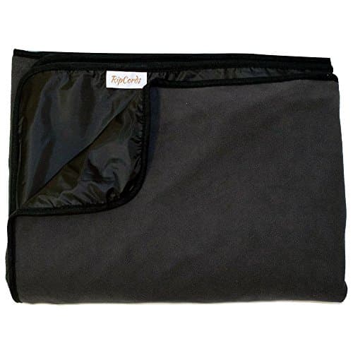 Ripcords Waterproof Windproof Baseball Stadium Blanket | With Fleece (Black)