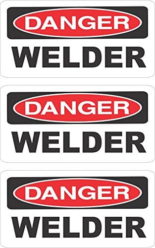 3 - Danger Welder Hard Hat, Helmet, Toolbox, Lunchbox, iPhone Sticker Decal 1" X 2"