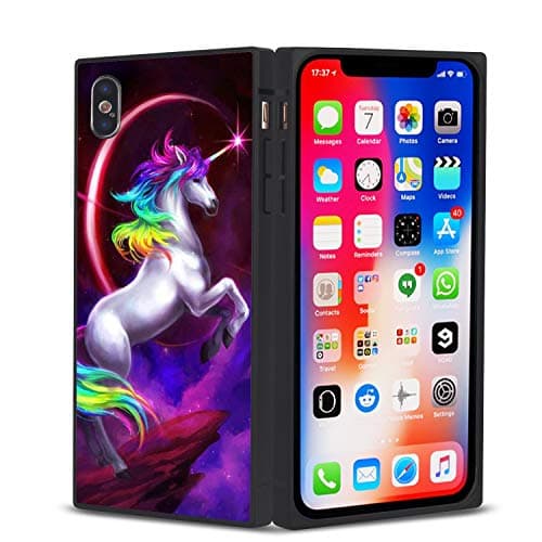iPhone X 10 Case Unicorn Square Phone Case for iPhone X 10 TPU Soft Flexible Shockproof Back Cover Phone Case