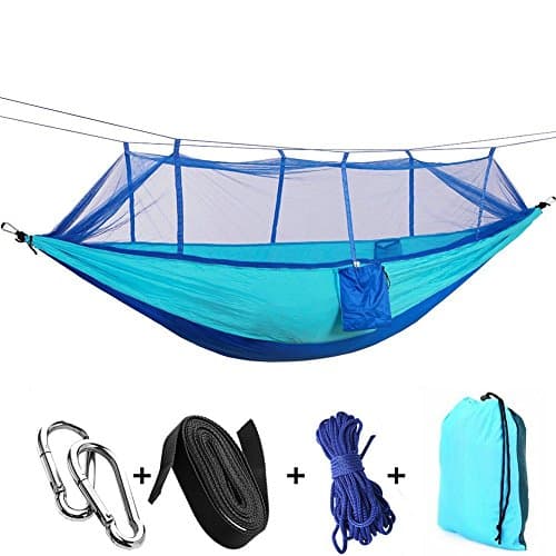 FDegage Double Camping Hammock with Mosquito Net Sleeping Cot Netting Tent Backpacking Hiking 450 lbs Capacity