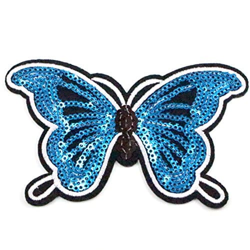 11.3cm Sequins Butterfly Iron-on or Sew-on Garment Patch (Royal Blue 2pcs)