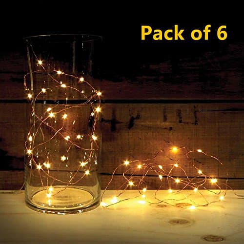ATTAV LED String Lights with Timer, Battery Operated 20 Micro LEDs on 7 Feet Ultra Thin Silver Coated Copper Wire, Starry Fairy Lights for Bedroom Christmas Party Wedding Dancing(6-Pack, Warm White)