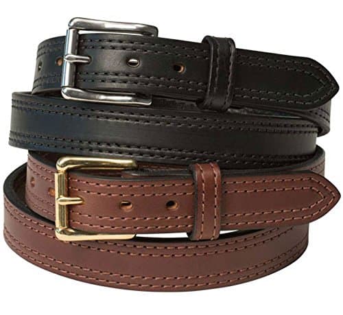 1 1/2" Double Stitched Heavy Duty Leather Gun Belt Black 34