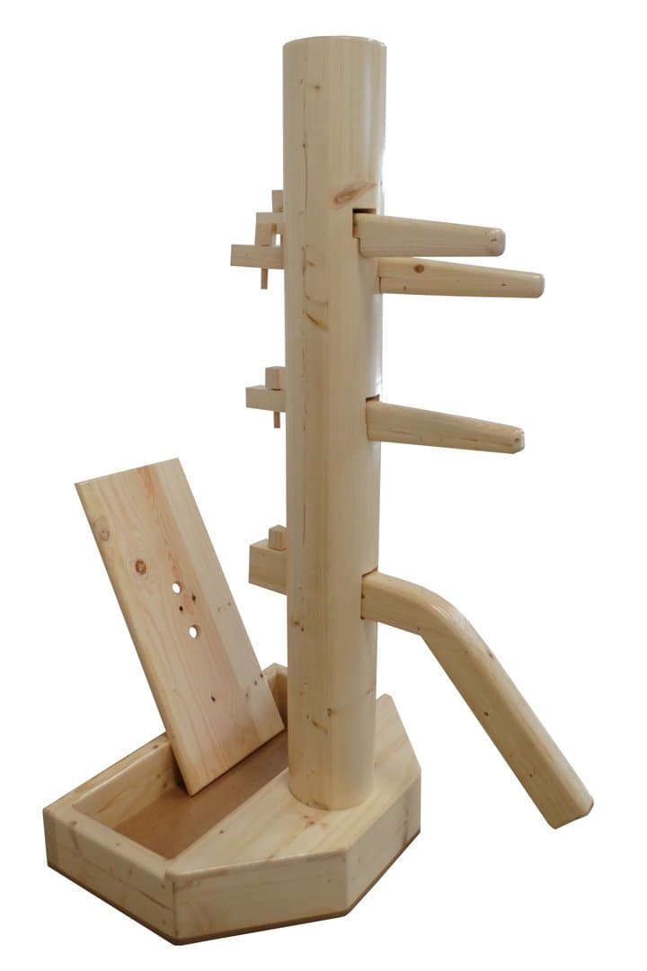 Wing Chun Wooden Dummy with Base with Form and Cover Natural Color