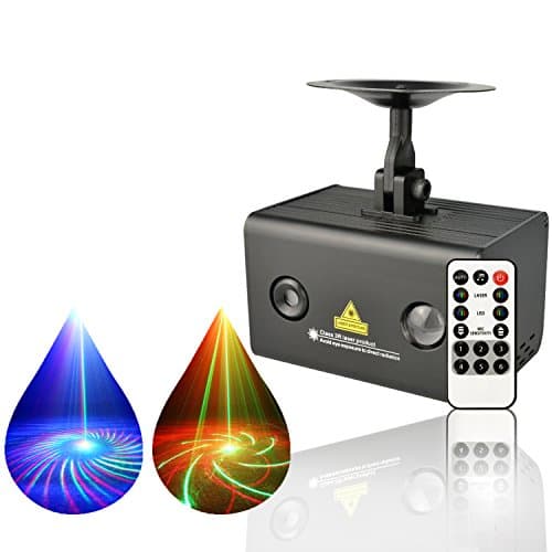 ZjRight Christmas Laser Light Red Green 20 Patterns LED Projector DJ Stage Lighting Show With Blue Auto Sound active Professional Disco DJs Birthday Family Party Clubs and Wedding