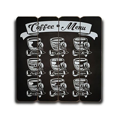 JILIGUALA Coffee Menus 9 lists 16 x 16 inches Medium Density Fiberboard Wall Plaque Wood Pallet Wall Art Sign Plaque (M17C-4M008)