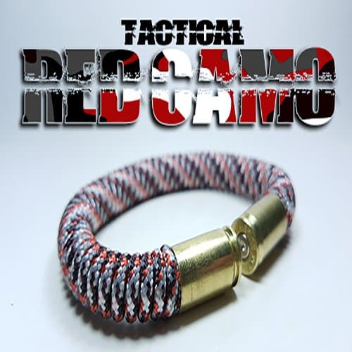 Red Camo 9mm Tactical Paracord Bullet Bracelet