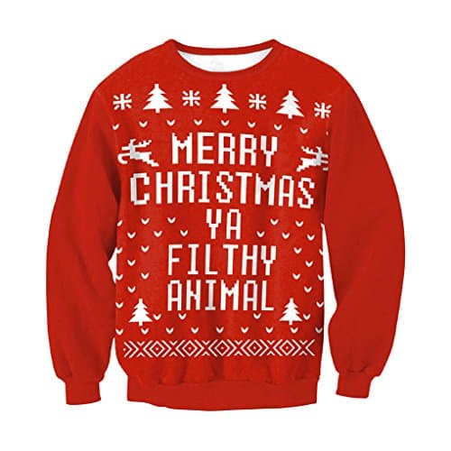AutumN Best Casual Ugly Christmas Sweater Characters Pattern Pullover For Women (L)
