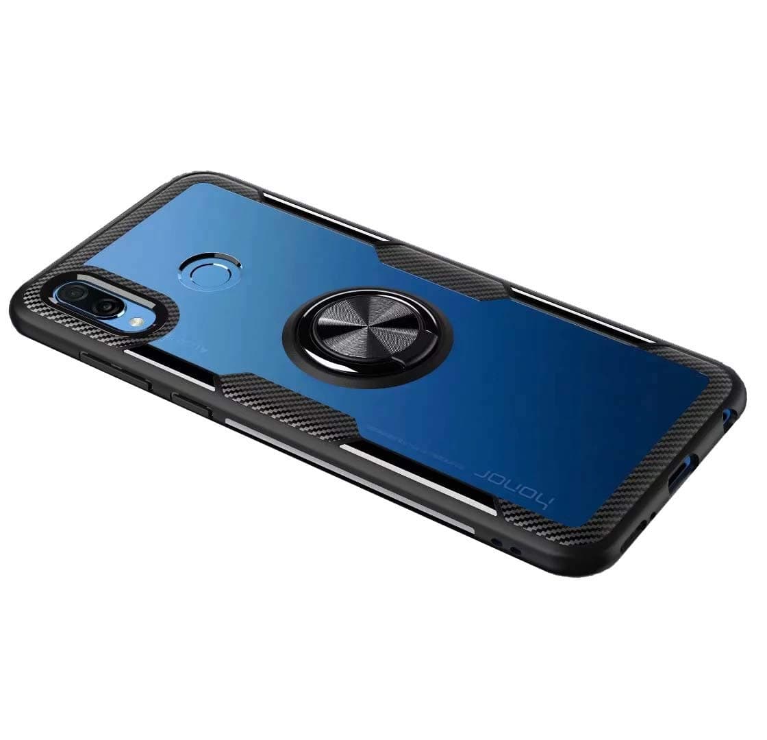 FANFO Case Compatible with Huawei Honor Play, Rugged TPU/Transparent PC Hybrid Armor cover and 360° Rotation Kickstand 3 in 1. black