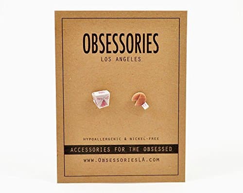 Handmade Chinese Food & Fortune Cookie Stud Earrings